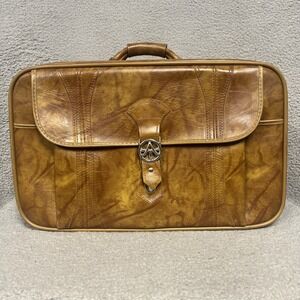 VTG American Tourister Carry On Luggage 22x13 Brown Leather Travel Suitcase 1975